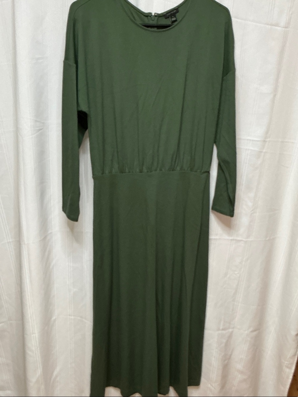 Ann Taylor Olive Green Long Sleeve Midi Dress